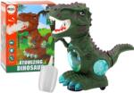 LEAN Toys Dansatorul Dinozaur Verde cu senzor de obstacole, lumini și sunete (19736)