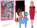 LEAN Toys Profesoară și elevă cu accesorii școlare - Set clasic de școală (15175) Papusa