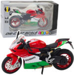 LEAN Toys Model de motocicletă sport, roșu-alb-verde, metalic, cu efecte de lumină și sunet, scară 1: 12 (22620)