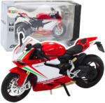 LEAN Toys Model de motocicletă sport din metal roșu/alb cu efecte sonore și luminoase la scara 1: 12 (22621)