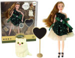 LEAN Toys Păpușa Emily cu Inimă din Lemn și Pisică Albă (13912) Papusa