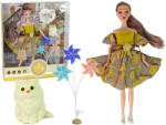 LEAN Toys Păpușa Emily cu moriște de vânt și pisicuță pentru copii (13916) Papusa