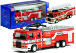 LEAN Toys Camion de pompieri jucărie cu scară mobilă și tun de apă, scară 1: 32 (2592)