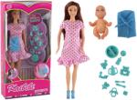 LEAN Toys Set de Jucărie Mamă Însărcinată cu Rochie Roz și Accesorii (15173) Papusa