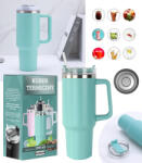 GordonToys Termos din oțel inoxidabil cu pai și mâner, turcoaz, 1200 ml (G869)
