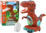 LEAN Toys Dinozaurul dansator maro cu senzor de obstacole, lumini și sunete (19738)