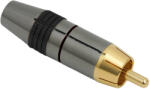  Conector RCA placat cu aur pentru cablu de până la 8 mm, finisaj argintat cu inel de marcare (05324FK)