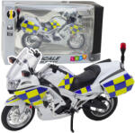 LEAN Toys Motocicletă de poliție model din metal cu efecte de lumină și sunet, culoare albă, scară 1: 12 (22610)
