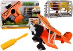 LEAN Toys Set de Jucărie Avion Portocaliu pentru Transport Animale cu Leu și Șurubelniță (18704)