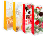 Family Sacose pentru Sticle - Hartie, de Craciun - 360 x 127 x 83 mm - 4 Tipuri / Pachet - 12 buc / pachet (57108J)