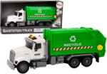 LEAN Toys Camion de gunoi verde și alb cu efecte de sunet și lumină (18724)