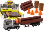 LEAN Toys Camion Teren cu Remorcă și Tăieturi de Lemn - Cu Efecte Sonore și Luminoase (18817)
