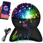 Verk Group Lampă de noapte proiector de stele cu difuzor Bluetooth încorporat, conexiune USB, negru (15904_CZ)