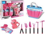 LEAN Toys Set de grădinărit pentru copii Unicorn Roz - geantă, unelte și mănuși (12586)