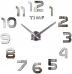  Falióra Nagy Modern Ezüst 3D Falra Ragasztható Csendes 60cm (ZEGAR_02)