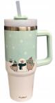 MPM Pusheen The Cat Thermo bögre szívószállal 900 ml Menta 629 (5903151078629)