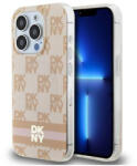 DKNY DKHMP15LHCPTSP iPhone 15 Pro 6.1 készülékhez kemény tok IML Checkered Mono Pattern & Printed Stripe rózsaszín (DKHMP15LHCPTSP)