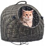 VidaXL Macskaszállító, szürke, 60x45x45 cm, természetes fonott (170906)