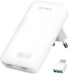 4smarts FlatPlug Slim Dual fali töltő 65W GaN 2xUSB-C fehér (542065)