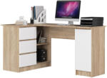 Brius Birou colt stanga in L cu 3 sertare si rafturi, PAL laminat 16 mm, 155x85x77 cm, stejar sonoma si alb (AK-52851085-2/2)