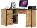 Brius Birou colt stanga in L cu 3 sertare si rafturi, PAL laminat 16 mm, 155x85x77 cm, stejar craft (AK-52850798-2/2)