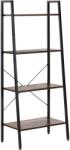 Brius Etajera 4 rafturi metal mdf stil industrial rant siguranta, 56x34x138 cm, maxim 100 kg, maro negru (HF-0048) Raft