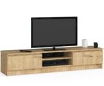 Brius Comoda tv pal 2 usi rafturi centrale media, 160x40x33 cm, design natural, stejar artisan (AK-04381008) Comoda