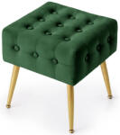 Brius Taburet tapitat Quadra, velur, cu picioare metalice, 40x40x42 cm, verde (AK-04380087)