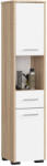 Brius Dulap baie pal tip coloana 2 usi sertar rafturi, 30x30x140 cm, design modern, stejar sonoma alb (AK-38160620)