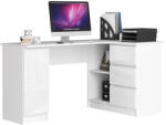 Brius Birou colt dreapta pal 3 sertare rafturi, 155x85x77 cm, fronturi lucioase, alb lucios (AK-52852181-2/2)