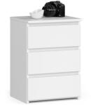 Brius Noptiera pal 3 sertare glisiere metalice compacta, 40x35x57 cm, design minimalist, alb (AK-12219454)