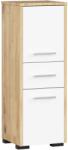 Brius Dulap de baie tip baza, cu 2 usi si sertar, PAL 16 mm, 30x30x85 cm, stejar artisan si alb (AK-52853195)