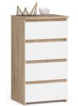 Brius Noptiera pal 1 sertar cu raft glisiere metalice, 40x35x40 cm, design modern, stejar sonoma alb (AK-52852440) Comoda