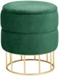 Brius Taburet tapitat rotund velur cu depozitare, 37x37x42 cm, picioare aurii, verde smarald (AK-12213759)