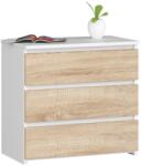 Brius Comoda pal 3 sertare glisiere metalice, 60x35x57 cm, depozitare eficienta, alb stejar sonoma (AK-12219591) Comoda