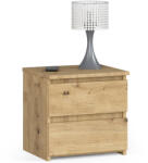 Brius Noptiera pal 2 sertare glisiere metalice compacta, 40x35x40 cm, design natural, stejar artisan (AK-38160361)