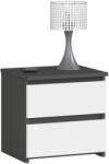 Brius Noptiera pal 2 sertare glisiere metalice compacta, 40x35x40 cm, design modern, gri si alb (AK-52852891)