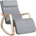 Brius Scaun balansoar din lemn, suport picioare reglabil, maxim 150kg, 67x115x91cm, gri deschis (EZ-LYY010G01)