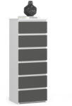 Brius Comoda 6 sertare pal laminat glisiere metalice, 40x35x109 cm, design modern, alb si gri (AK-12219553) Comoda