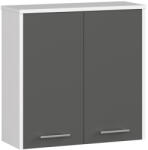 Brius Dulap baie suspendat pal 2 usi cu raft, 60x23x60 cm, design modern, alb si gri (AK-04384283)