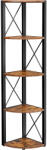 Brius Biblioteca colt 5 etaje cadru metalic stil industrial, 30x30x160 cm, design compact, maro rustic (EZ-LLS805B01) Raft