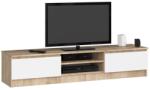 Brius Comoda TV cu 2 usi si rafturi centrale, PAL laminat, 160x40x33 cm, stejar sonoma si alb (AK-38167612) Comoda