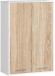 Brius Dulap baie suspendat, cu 2 usi si 4 rafturi interioare, PAL 16 mm, 64x30x94 cm, alb si stejar sonoma (AK-12214145)