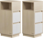 Brius Set 2 noptiere inguste 2 sertare compartiment deschis pal, 30x25x65 cm, reversibil, bej alb (EZ-LET856N01)