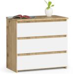 Brius Noptiera pal 3 sertare glisiere metalice, 60x35x57 cm, design elegant, stejar artisan alb (AK-38160507) Comoda