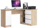Brius Birou colt dreapta pal 3 sertare si rafturi, 155x85x77 cm, blat generos, stejar sonoma alb (AK-38166547-2/2)