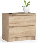 Brius Comoda pal 2 sertare glisiere metalice compacta, 60x40x55 cm, design elegant, stejar sonoma (AK-38164567) Comoda