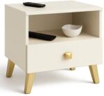 Brius Comoda MOBI K01 cu sertar si raft deschis, PAL laminat 16 mm, 40x37x43 cm, bej si auriu (AK-12218952) Comoda