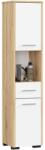 Brius Dulap baie tip coloana cu 2 usi, 1 sertar si rafturi interioare, PAL laminat, 30x30x140 cm, stejar artisan si alb (AK-38160583)