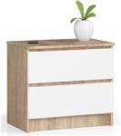 Brius Comoda 2 sertare pal laminat glisiere metalice, 60x40x55 cm, design modern, stejar sonoma alb (AK-38168527) Comoda